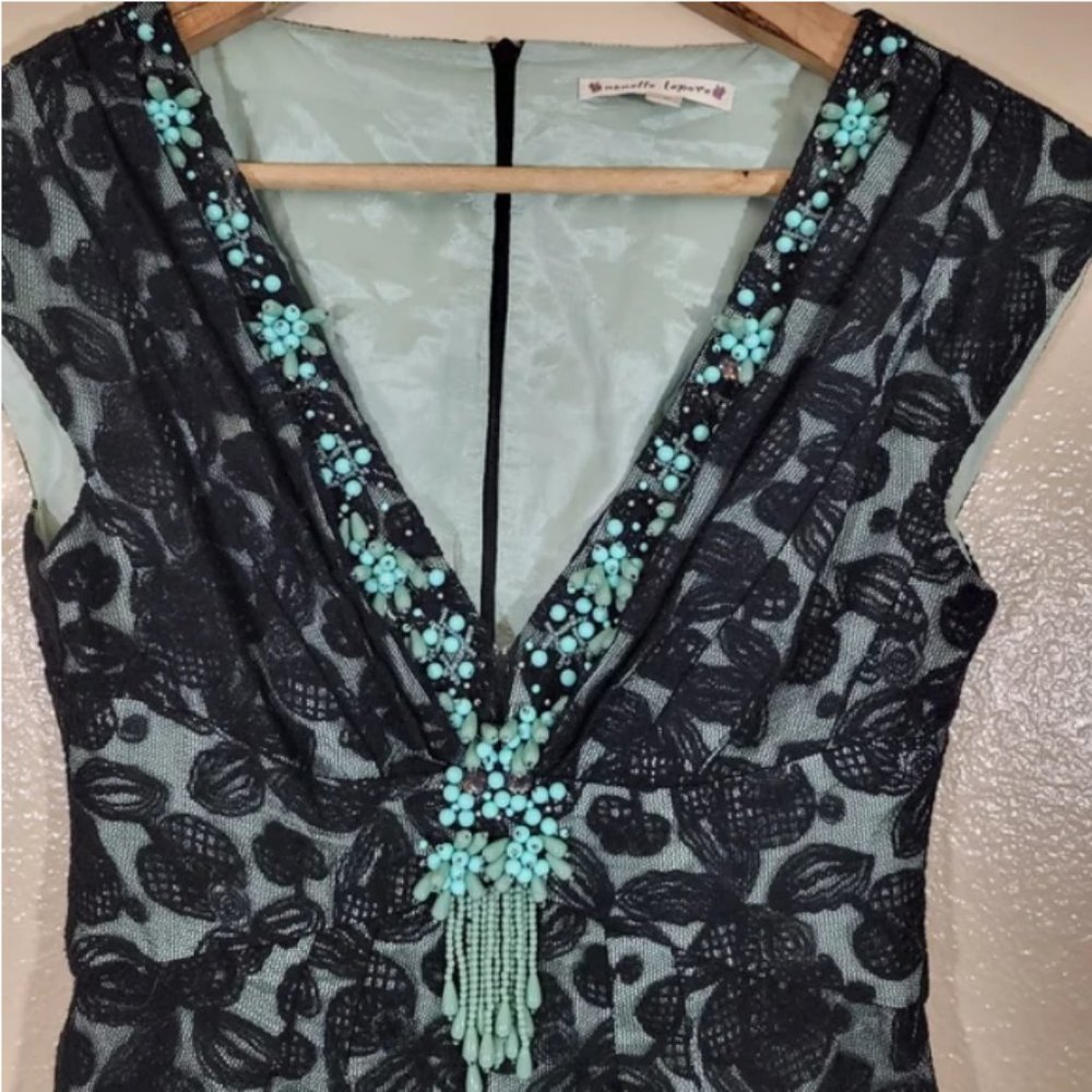 Nanette Lepore Lace Turquoise Beading Sheath Dress - Picture 4 of 9